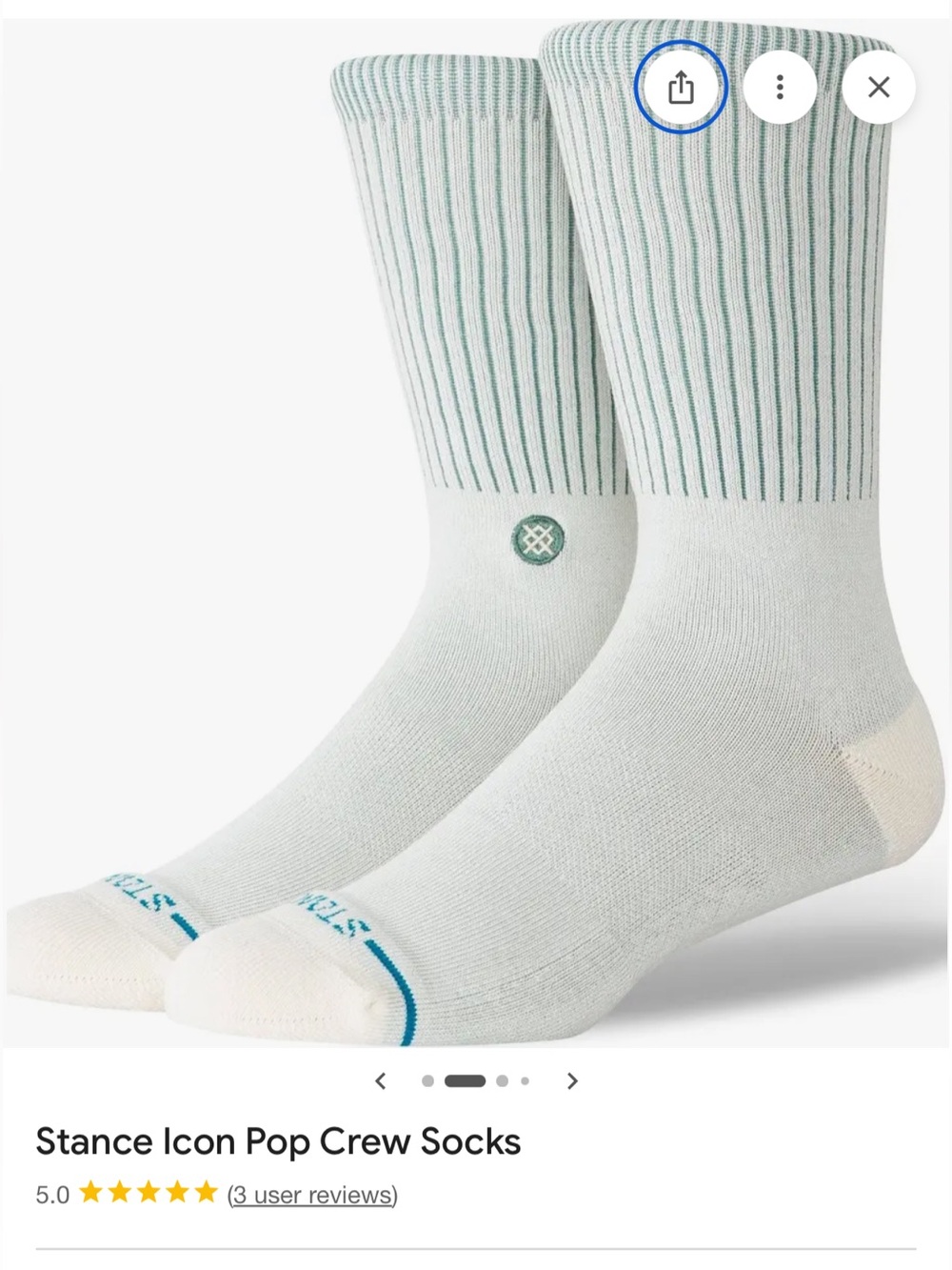 Stance Icon Pop Crew Socks - Mint Stripe/White